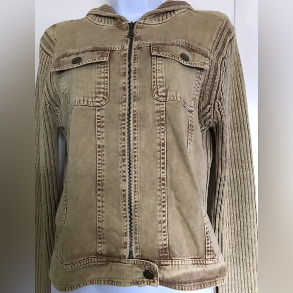 east side westside size L hooded Beige jacket closed in the front with zipper - Picture 1 of 14